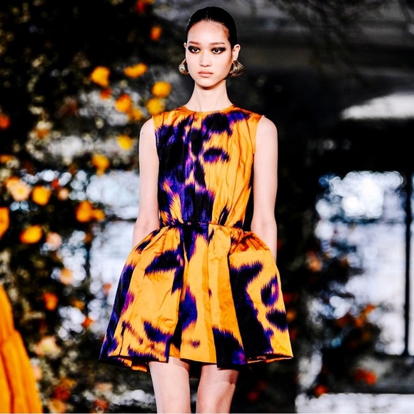 NWT Jason Wu Collection Ochre Yellow Floral Print Sateen Sleeveless Dress Size 6 - Picture 4 of 16